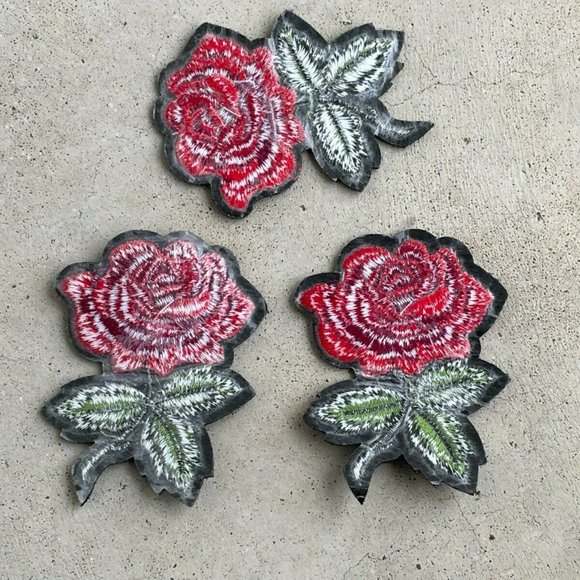 Red Roses Iron On Patches Embroidery for Craft Clothes Applique Lot of 3 Patches - Picture 6 of 8